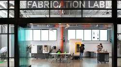 The fabrication lab features 3D printers, tools, equipment, and stations for working on projects. The fabrication lab features 3D printers, tools, equipment, and stations for working on projects.