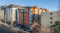 Exterior view of the Berkeley Building, originally constructed as apartments in 2015 and later converted into student housing within two months. Exterior view of the Berkeley Building, originally constructed as apartments in 2015 and later converted into student housing within two months.
