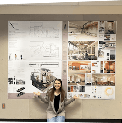 Jenna Morrison presents her Bellevue College capstone posters with guidance from IA Interior Architects' David Kutsunai. Jenna Morrison presents her Bellevue College capstone posters with guidance from IA Interior Architects' David Kutsunai.