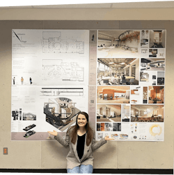Jenna Morrison presents her Bellevue College capstone posters with guidance from IA Interior Architects' David Kutsunai. Jenna Morrison presents her Bellevue College capstone posters with guidance from IA Interior Architects' David Kutsunai.