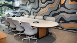 Teknion Legacy Space long view conference table and 3D wall mural Teknion Legacy Space long view conference table and 3D wall mural