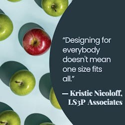 One red apple standing out in a group of green apples on a blue background. One red apple standing out in a group of green apples on a blue background.