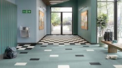 Safety Zone Tile Slip-Retardant Flooring comes with an embossed surface embedded with proprietary particles for superior traction. Safety Zone Tile Slip-Retardant Flooring comes with an embossed surface embedded with proprietary particles for superior traction.