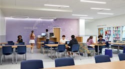 At Alexandria City High School’s Minnie Howard campus, students gather in a CTE lab with high-quality lighting and acoustic ceiling solutions that improve focus. At Alexandria City High School’s Minnie Howard campus, students gather in a CTE lab with high-quality lighting and acoustic ceiling solutions that improve focus.