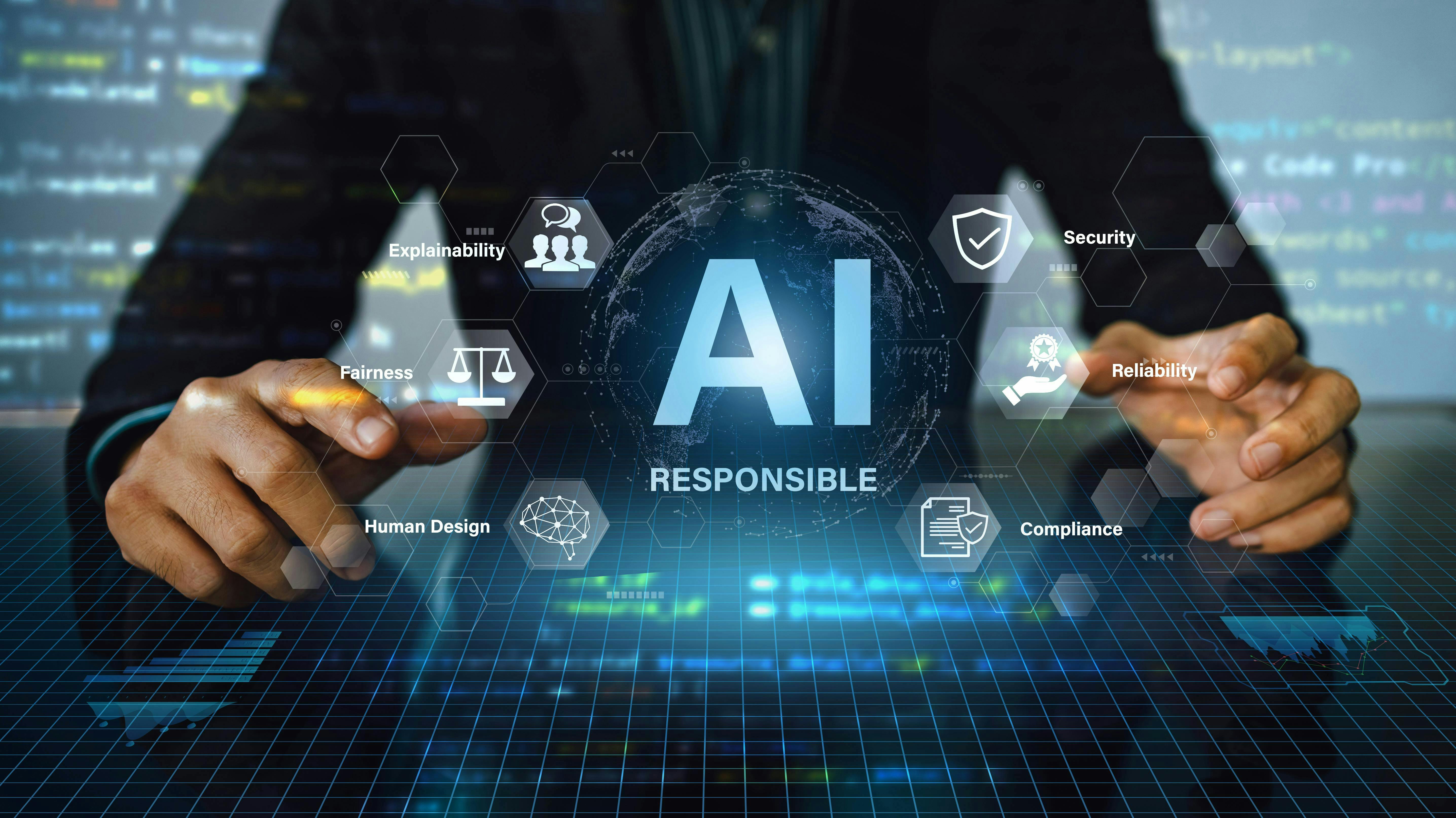 AI concept graphic of responsible technology use AI concept graphic of responsible technology use