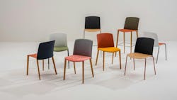 Multiple modern minimalist-style stackable chairs with different seat and back colors, leg styles, and and heights available. Multiple modern minimalist-style stackable chairs with different seat and back colors, leg styles, and and heights available.