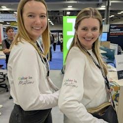 Nicole Funk and Meredith OBrien show their HON team shirts with the Color in Motion slogan for learning spaces. Nicole Funk and Meredith OBrien show their HON team shirts with the Color in Motion slogan for learning spaces.