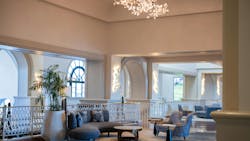 Lounge area with soft seating and chandelier overhead at the Westin La Paloma Hotel. Lounge area with soft seating and chandelier overhead at the Westin La Paloma Hotel.