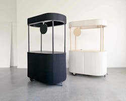 Carrello is a modular beverage cart, shown in black and white color options. Carrello is a modular beverage cart, shown in black and white color options.