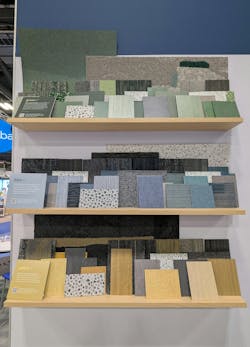 Patcraft flooring and surface samples are arranged in example texture, material, and color palettes at EdSpaces. Patcraft flooring and surface samples are arranged in example texture, material, and color palettes at EdSpaces.