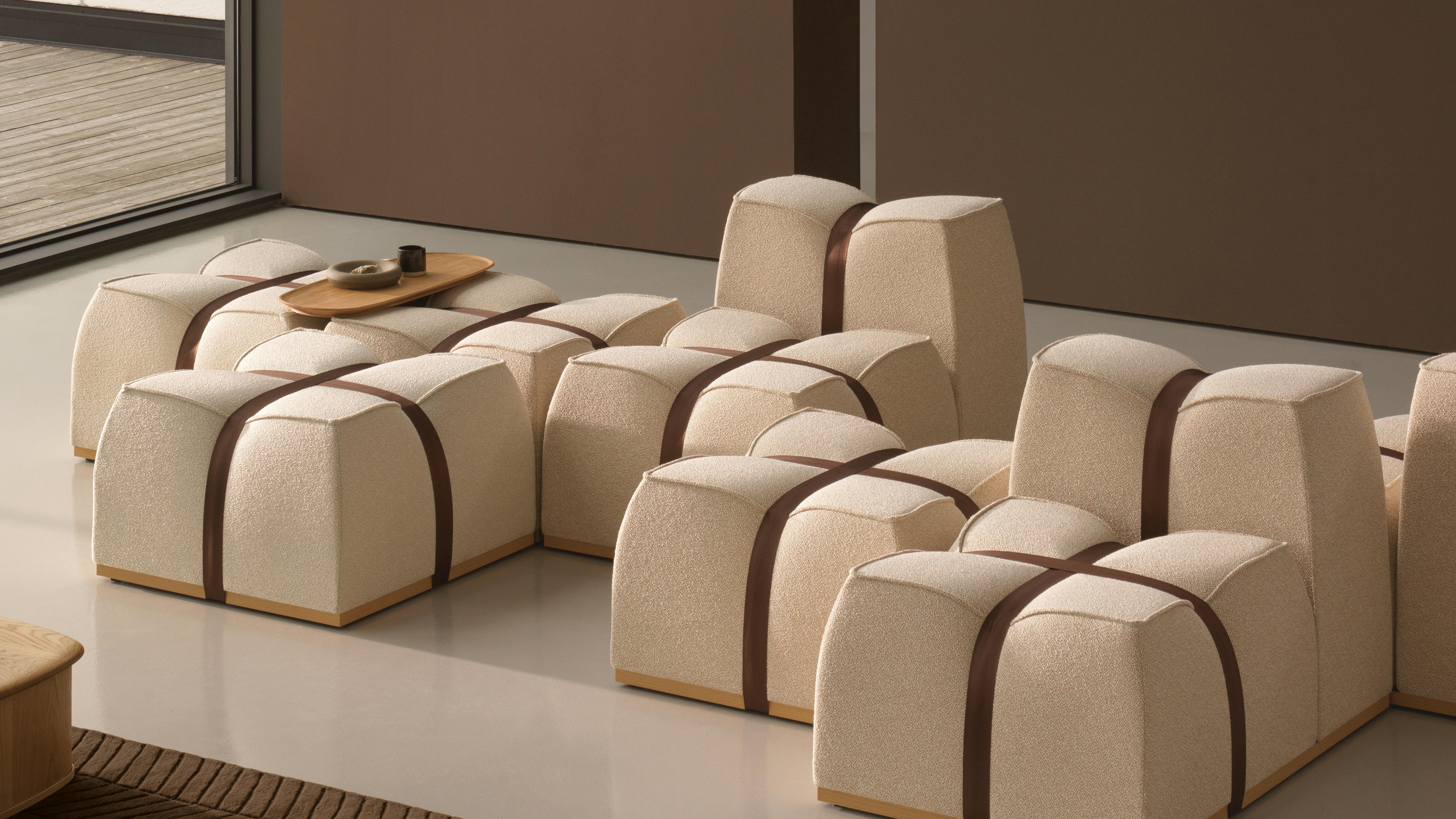Mizetto's Cargo modular seating system shown in a large communal room.