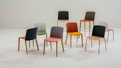 Multiple modern minimalist-style stackable chairs with different seat and back colors, leg styles, and and heights available. Multiple modern minimalist-style stackable chairs with different seat and back colors, leg styles, and and heights available.