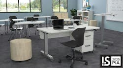 Marco CUE pneumatic desk and mobile podium shown in a classroom. Marco CUE pneumatic desk and mobile podium shown in a classroom.