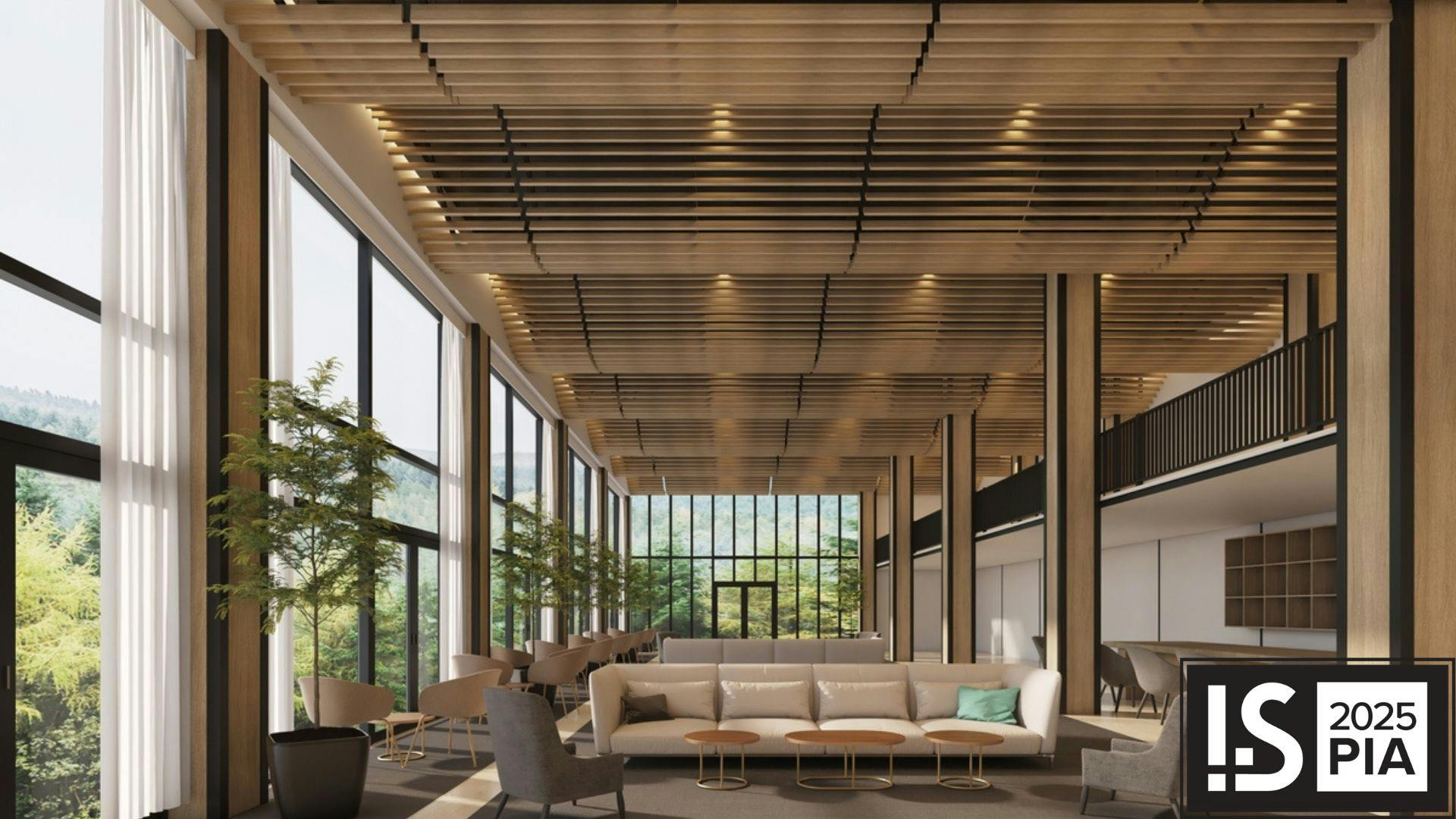 Rockfon Sequence offers various suspension methods, allowing for dramatic effects, like this wave pattern.