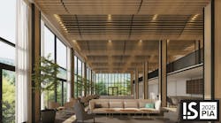 Rockfon Sequence offers various suspension methods, allowing for dramatic effects, like this wave pattern. Rockfon Sequence offers various suspension methods, allowing for dramatic effects, like this wave pattern.