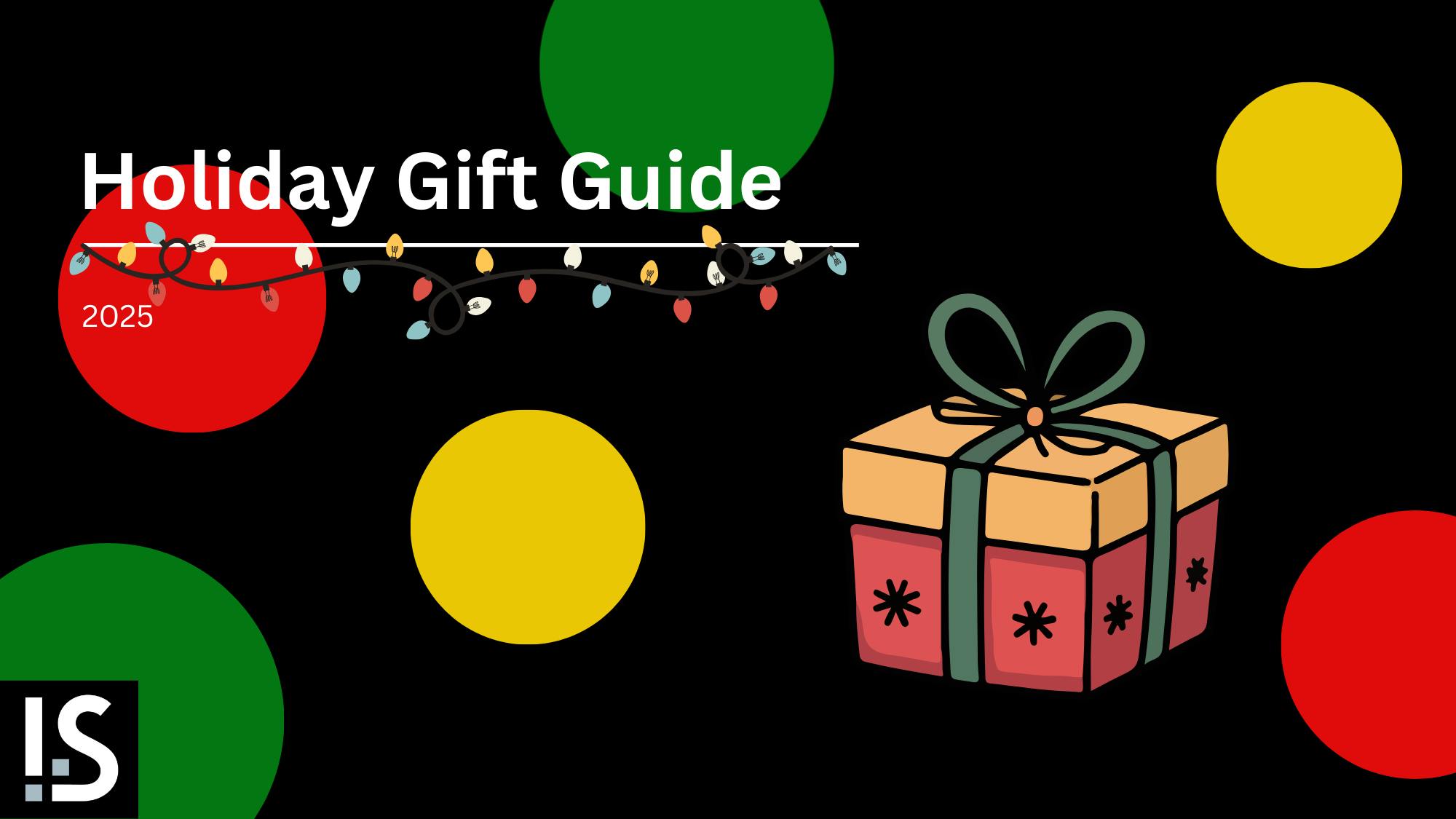 Interiors and Sources' 2025 Holiday Gift Guide is here, featuring ideas for designers, architects, and professionals in between. The image features a present and Christmas lights around the title Holiday Gift Guide.