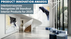 interiors+sources announces 28 winners in the 2025 Product Innovation Awards program. Background image of white lobby with blue, gold, and black modern artwork, from Wineo Flooring. interiors+sources announces 28 winners in the 2025 Product Innovation Awards program. Background image of white lobby with blue, gold, and black modern artwork, from Wineo Flooring.