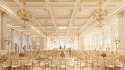 Rendering of the interior of the proposed White House ballroom proposed by President Trump. Rendering of the interior of the proposed White House ballroom proposed by President Trump.