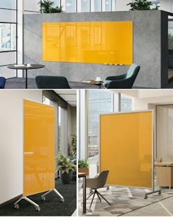 Ghent's Color of the Year is Marigold. The color is shown on a whiteboard. Ghent's Color of the Year is Marigold. The color is shown on a whiteboard.