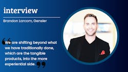Brandon Larcom, Gensler’s Global Director of Product Development, is quoted: We are shifting beyond what we have traditionally done, which are the tangible products, into the more experiential side. Brandon Larcom, Gensler’s Global Director of Product Development, is quoted: We are shifting beyond what we have traditionally done, which are the tangible products, into the more experiential side.