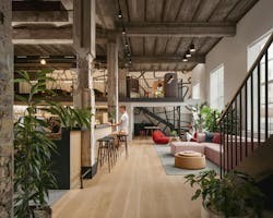 Gensler-designed Francis House for PR firm Edelman intertwines the building's original materials with sleek furnishings and biophilic design touches. Gensler-designed Francis House for PR firm Edelman intertwines the building's original materials with sleek furnishings and biophilic design touches.