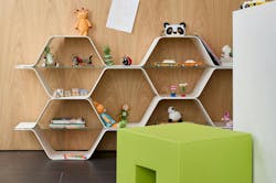 Heller's Honeycomb in white is set up in a kid's room. Heller's Honeycomb in white is set up in a kid's room.