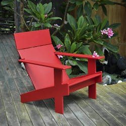The Lollygagger lounge chair in red. The Lollygagger lounge chair in red.