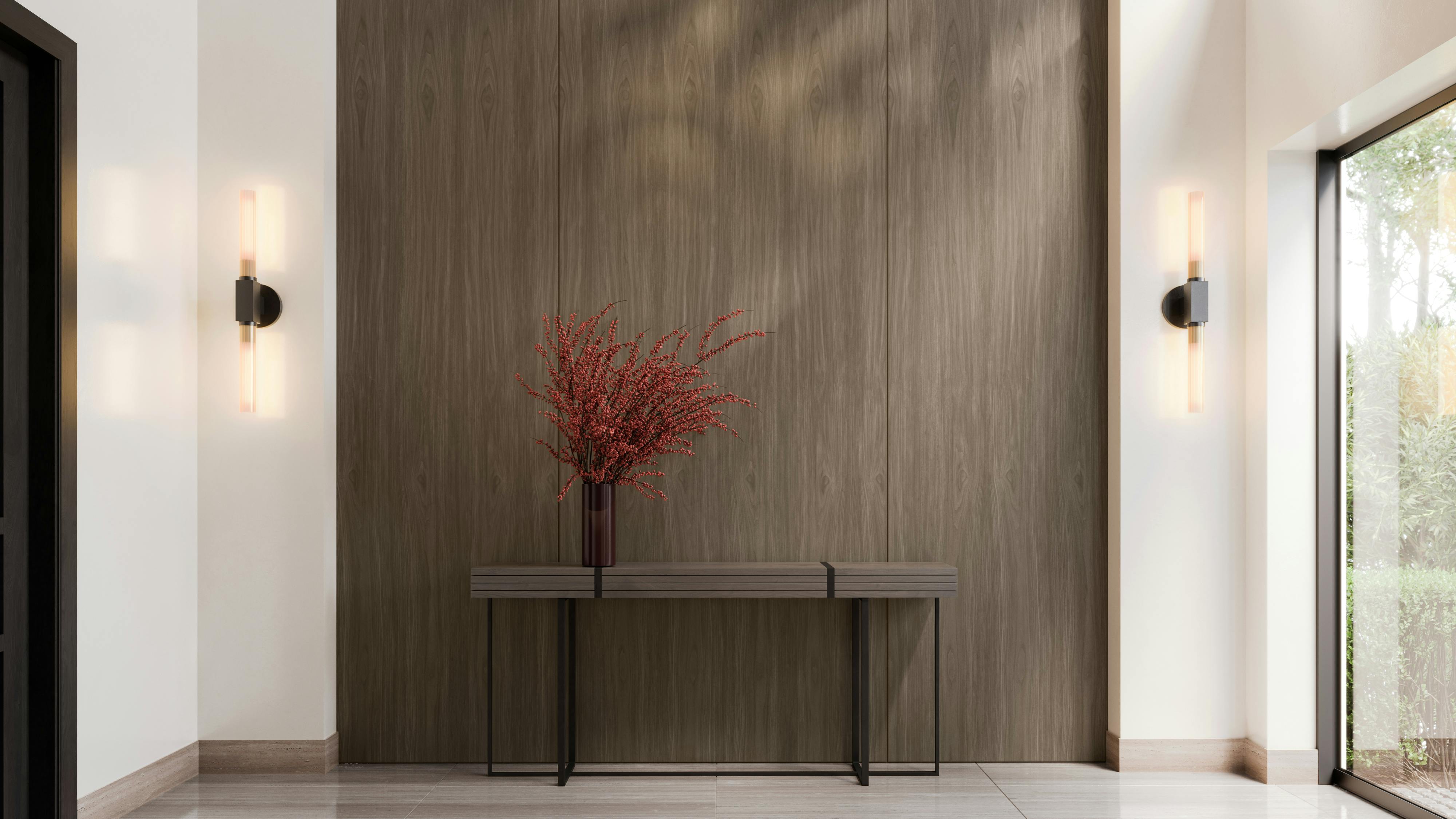 Walnut PB Ember 8286 creates an inviting entrance statement for a hospitality building.