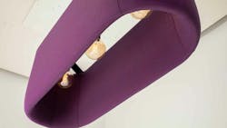 The BuzziProp Beam combines acoustic performance and ambient lighting. It also brings a splash of color to any space. The beam is shown in purple. The BuzziProp Beam combines acoustic performance and ambient lighting. It also brings a splash of color to any space. The beam is shown in purple.