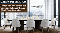 Breathtaking view of Rocky Mountain landscape from a Denver Design District showroom featuring a contemporary dining room scene Breathtaking view of Rocky Mountain landscape from a Denver Design District showroom featuring a contemporary dining room scene