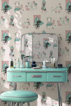 Poodle Do wallpaper is a Type II vinyl wallcovering. Poodle Do wallpaper is a Type II vinyl wallcovering.