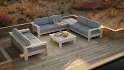 The Pepin Collection of modular seating is crafted from partially recycled HDPE sources from single-use milk jugs. The Pepin Collection of modular seating is crafted from partially recycled HDPE sources from single-use milk jugs.