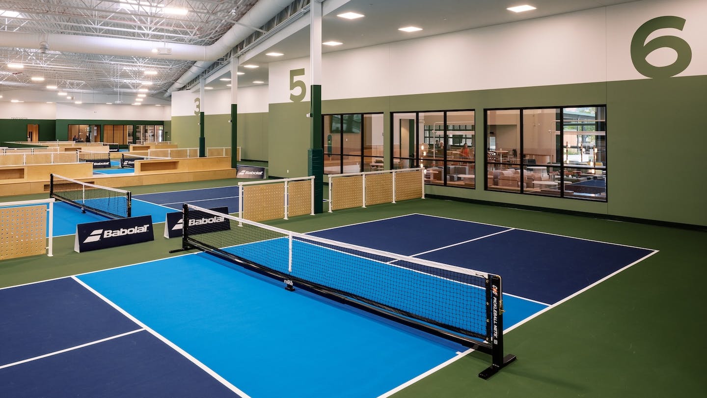 Relish features 19 indoor and two outdoor pickleball courts.