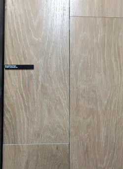 Cicogres Sequoia porcelain in Teak has an aged wood look, of surfaces softened and worn in over time. Cicogres Sequoia porcelain in Teak has an aged wood look, of surfaces softened and worn in over time.