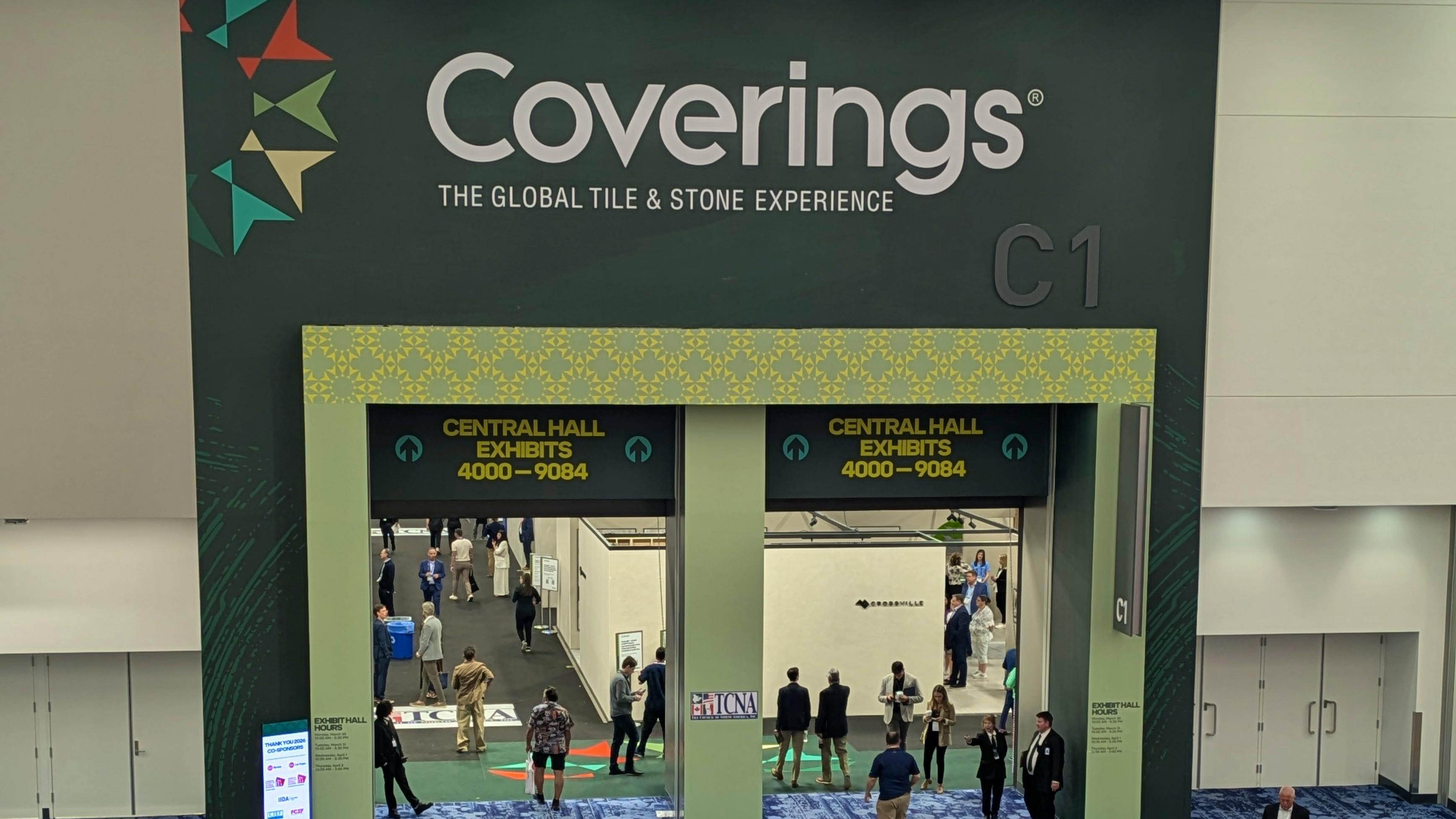 Entryway to Coverings 2026 exhibit floor at Las Vegas Convention Center