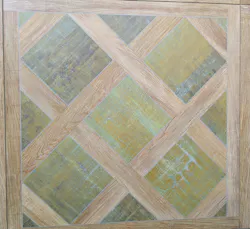 Distributor Merola embraced a two-fold biophilic effect with this wood-look parquet offering that incorporates an heirloom finish and subtly varied green accents. Distributor Merola embraced a two-fold biophilic effect with this wood-look parquet offering that incorporates an heirloom finish and subtly varied green accents.