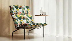 Polychrome upholstery is a bold geometric performance textile. Polychrome upholstery is a bold geometric performance textile.