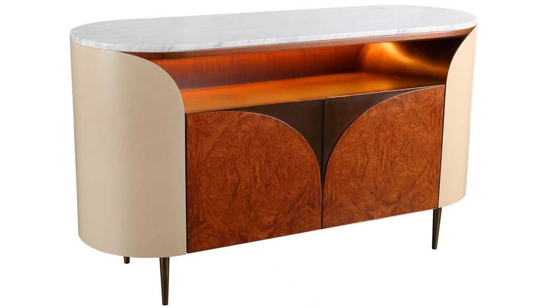 The Console Bar Table is a customizable and hand-assembled table for hospitality and amenity spaces.