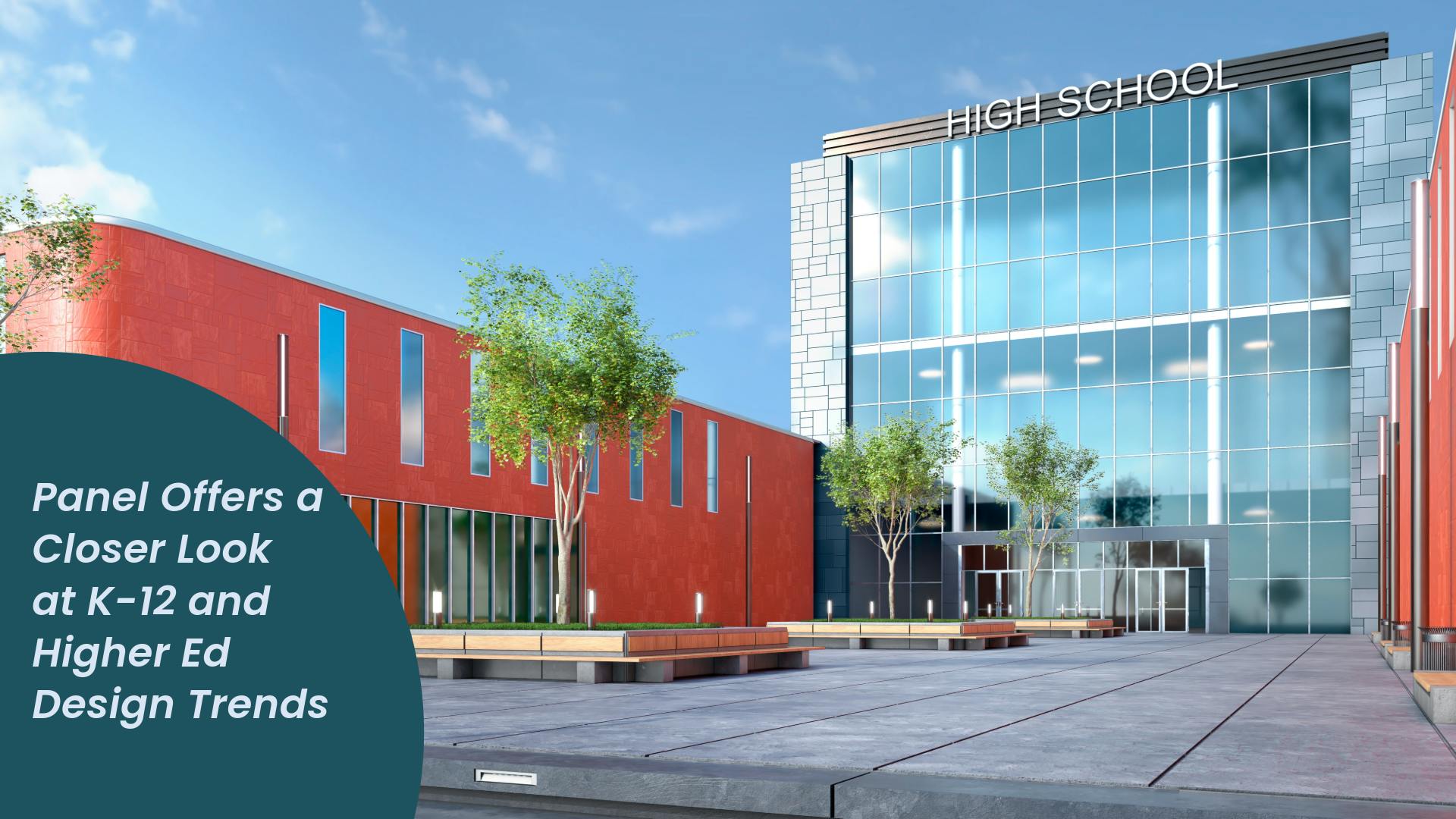 Architectural rendering for a high school exterior view