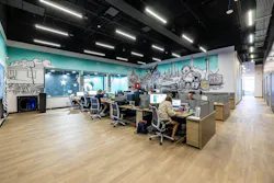 Heads-down workspace with desking systems, linear lighting, and expanded sightlines Heads-down workspace with desking systems, linear lighting, and expanded sightlines