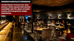Dim accent lighting, vintage photography on walls, embossed ceilings, and dark, patterned wallpaper create an intimate ambiance at None of the Above. Dim accent lighting, vintage photography on walls, embossed ceilings, and dark, patterned wallpaper create an intimate ambiance at None of the Above.