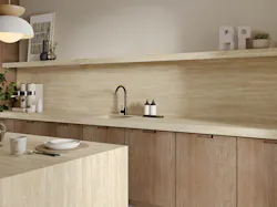 Neolith's Colosseo installed in a kitchen. Neolith's Colosseo installed in a kitchen.