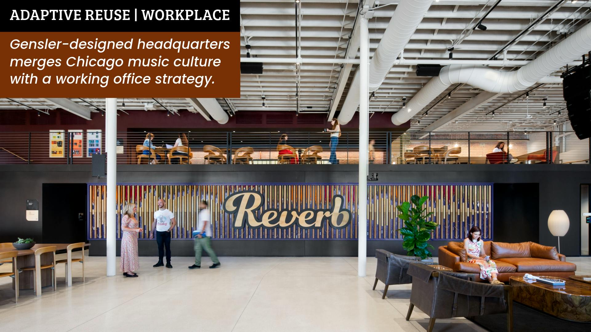 Main floor view of Reverb multi-purpose zone for co-working and performances