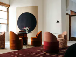 Club chairs with different back/arm styles and solid or patterned upholstery in rust, cranberry, burgundy, and blush tones Club chairs with different back/arm styles and solid or patterned upholstery in rust, cranberry, burgundy, and blush tones