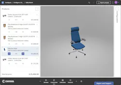 Screenshot of web-based configuration tool for specifying materials and features for commercial furniture Screenshot of web-based configuration tool for specifying materials and features for commercial furniture