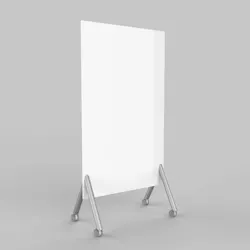 Vertical white markerboard surface on aluminum wheeled base for mobility Vertical white markerboard surface on aluminum wheeled base for mobility