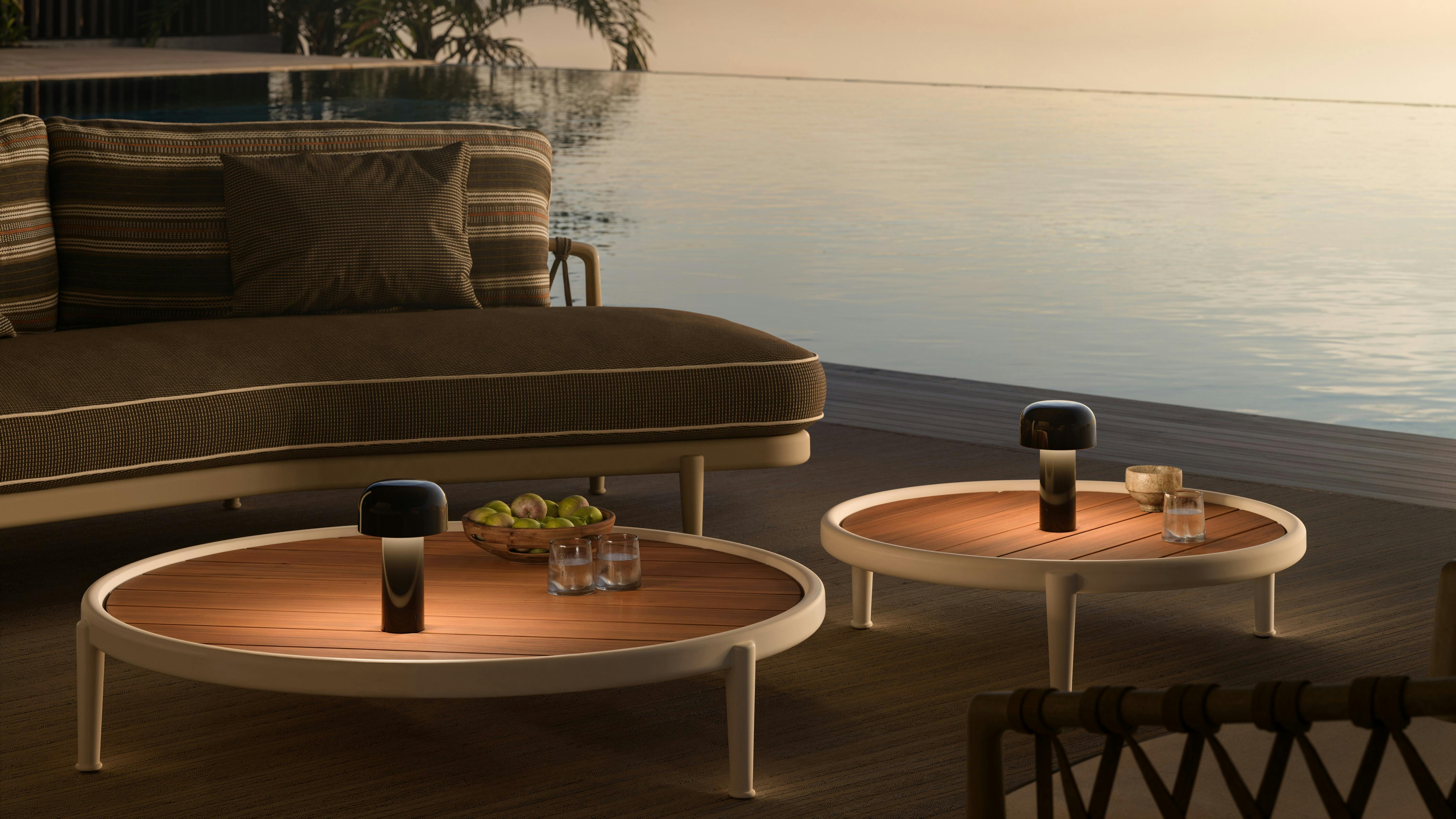 The Bellhop Unplugged is a rechargeable LED table lamp now designed for indoor and outdoor use.
