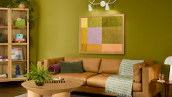 Sherwin-Williams' Offbeat Green painted in a living room. Sherwin-Williams' Offbeat Green painted in a living room.