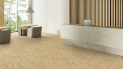 Lotus Reserve Geometric LVT features a parquet-inspired wood look. Lotus Reserve Geometric LVT features a parquet-inspired wood look.