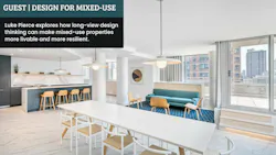 A community kitchen and gathering room adjacent to outdoor recreation space in a mixed-use residential/commercial property A community kitchen and gathering room adjacent to outdoor recreation space in a mixed-use residential/commercial property